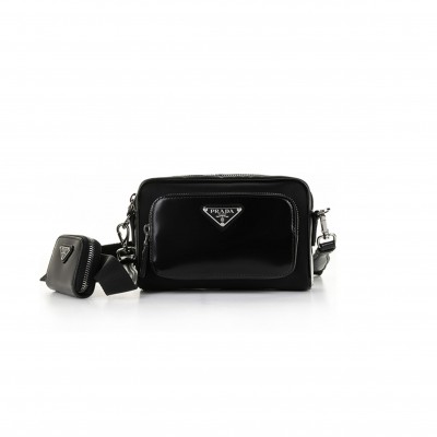 PRADA SHOULDER BAG IN RE-NYLON AND BRUSHED LEATHER 2VH172 (18*11.5*5cm) 
